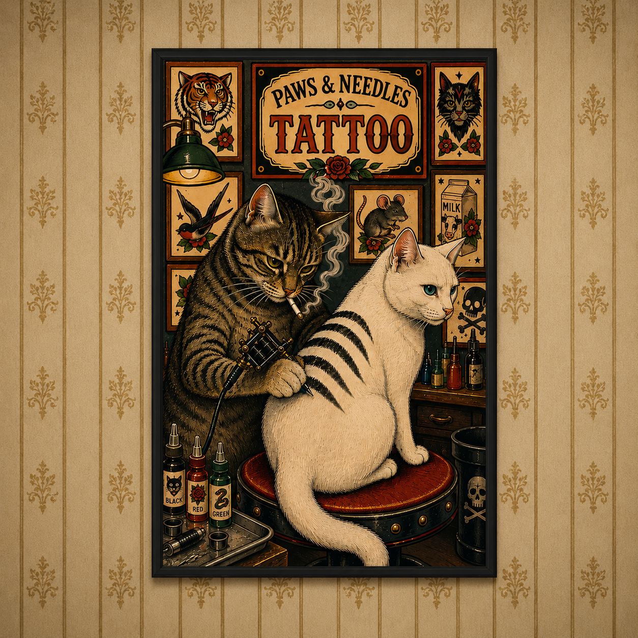 Paws and Needles Tattoo Print - The Original Underground