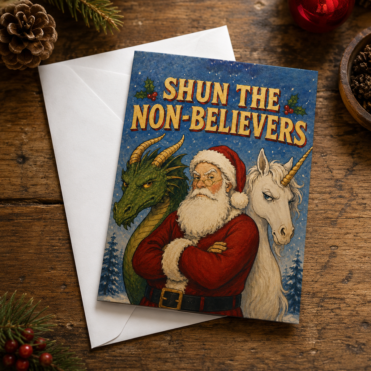 Shun The Non-Believers Funny Christmas Card - The Original Underground