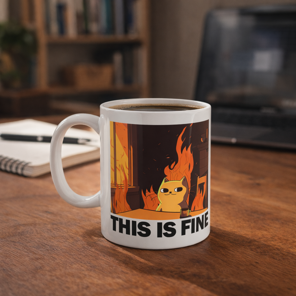 This Is Fine Cat Mug - The Original Underground