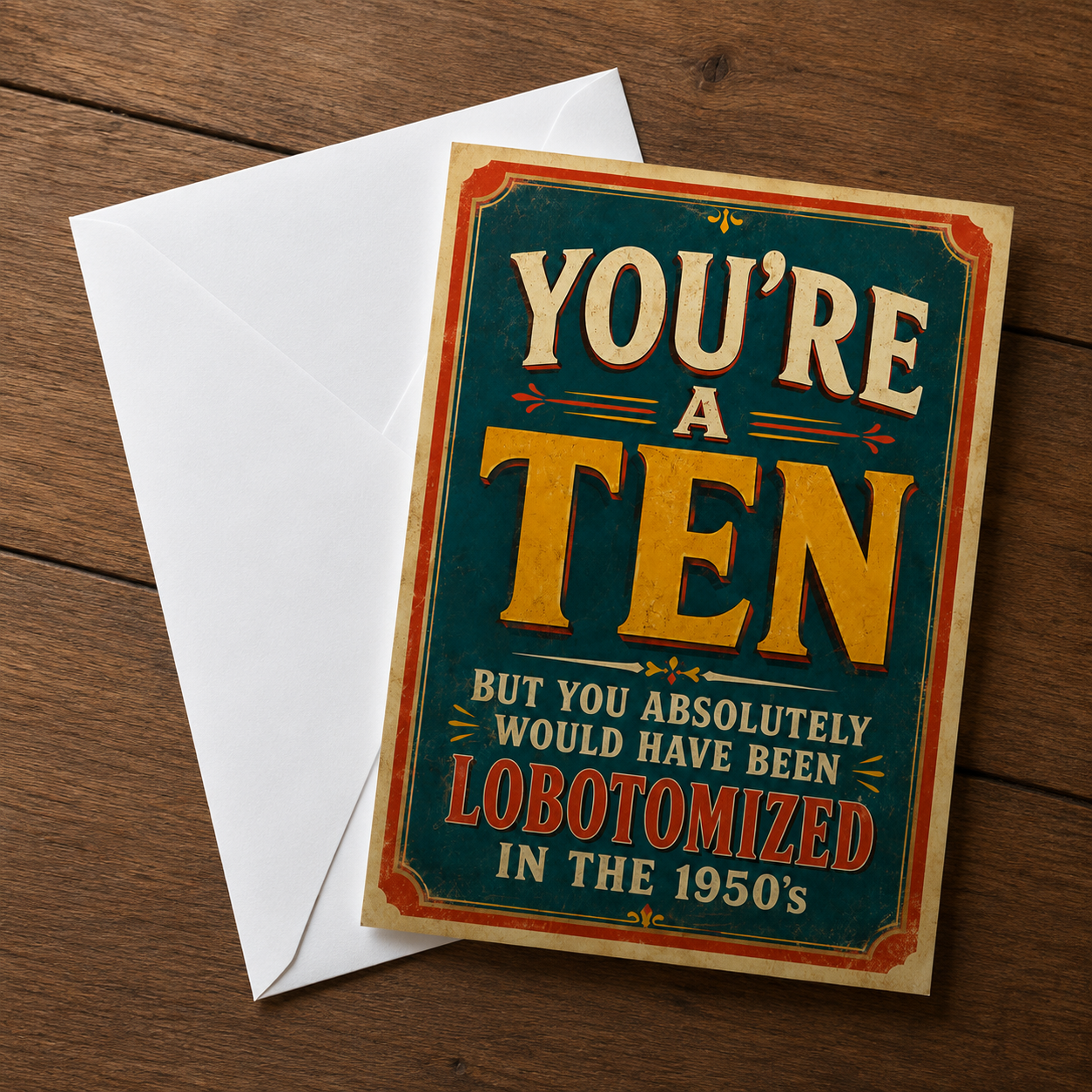 You're a Ten, But Would Have Been Lobotomized Greeting Card - The Original Underground