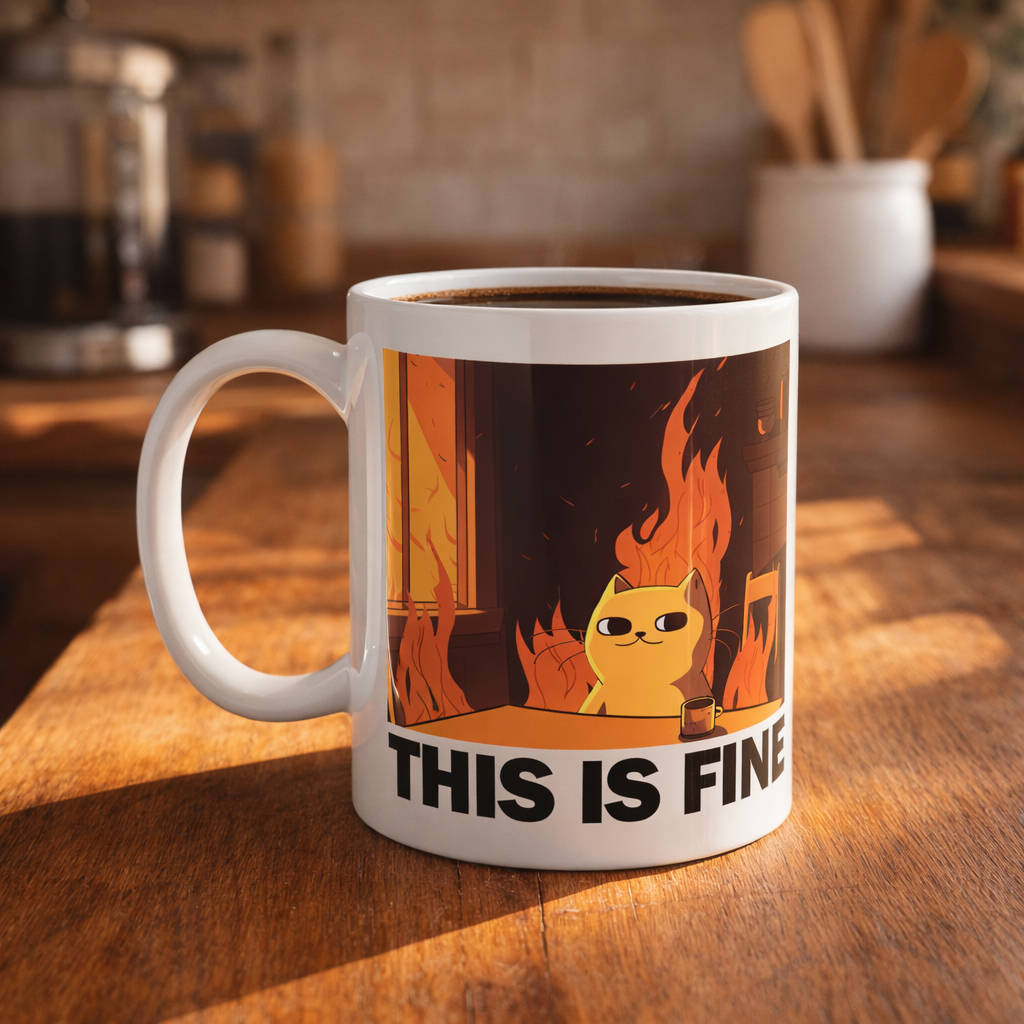 This Is Fine Cat Mug - The Original Underground