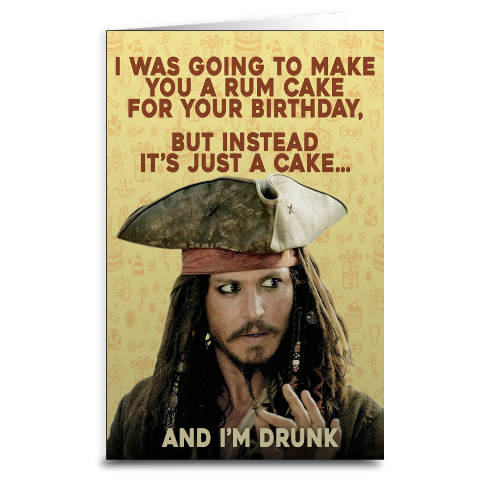 Jack Sparrow "Rum Cake" Birthday Greeting Card - The Original Underground
