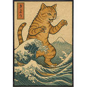 Catzilla in the Great Wave Off Kanagawa Poster Print - The Original Underground