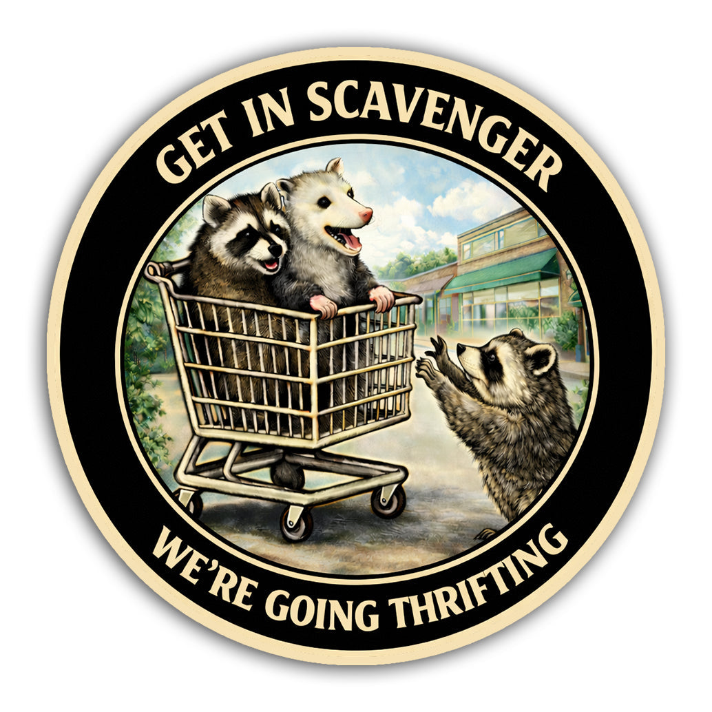 Get In Scavenger, We're Going Thrifting Sticker - The Original Underground
