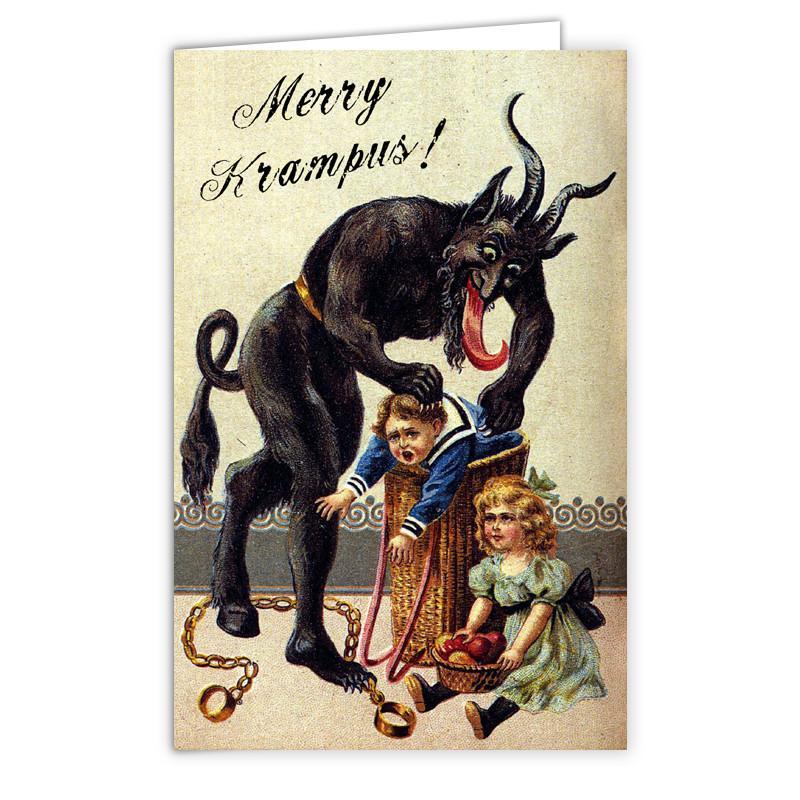 Kid in a Basket Krampus Greeting Card - The Original Underground