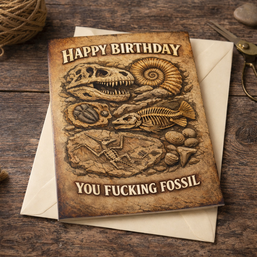 Happy Birthday You F--king Fossil Card - The Original Underground