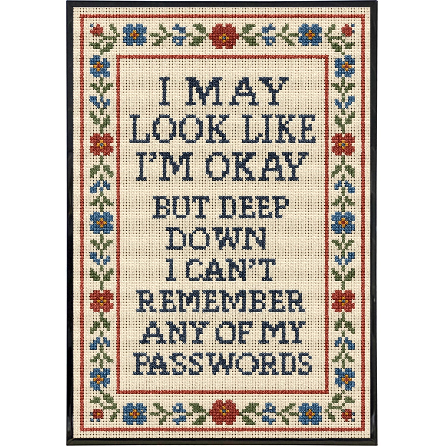 I May Look Like I'm Okay Needlepoint Poster Print - The Original Underground