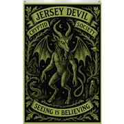Jersey Devil Cryptid Society banner with a creature illustration and text on a dark background