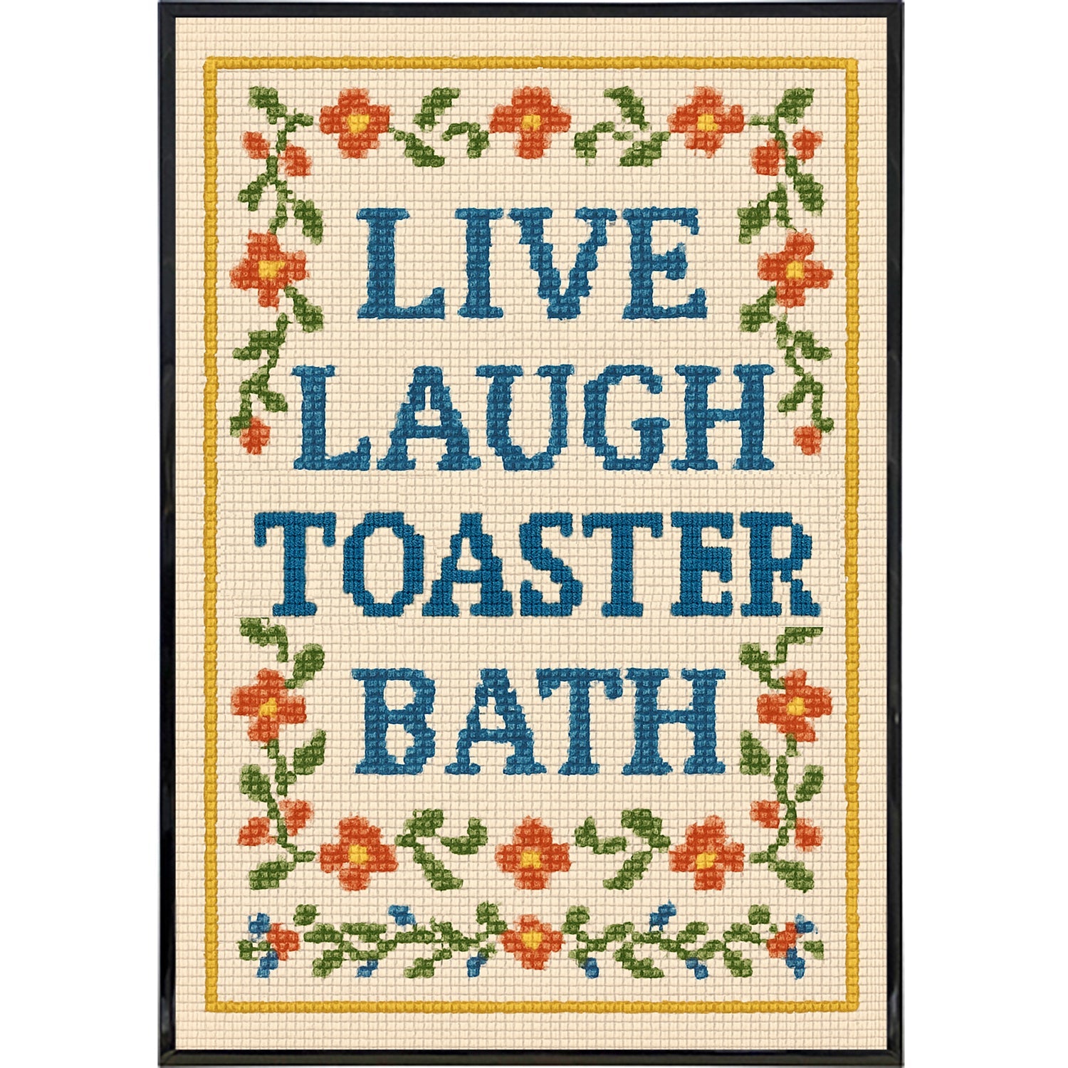 Live Laugh Toaster Bath Needlepoint Poster Print - Shady Front
