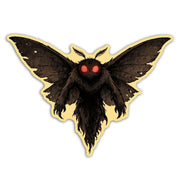 Black moth with red eyes on a beige background