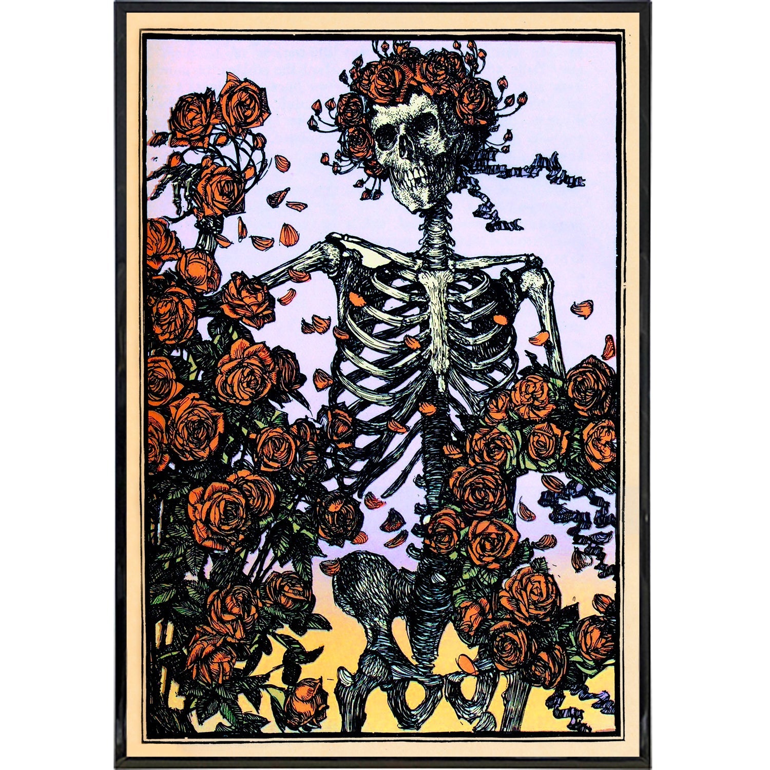 Skeleton with Roses Illustration Print - The Original Underground