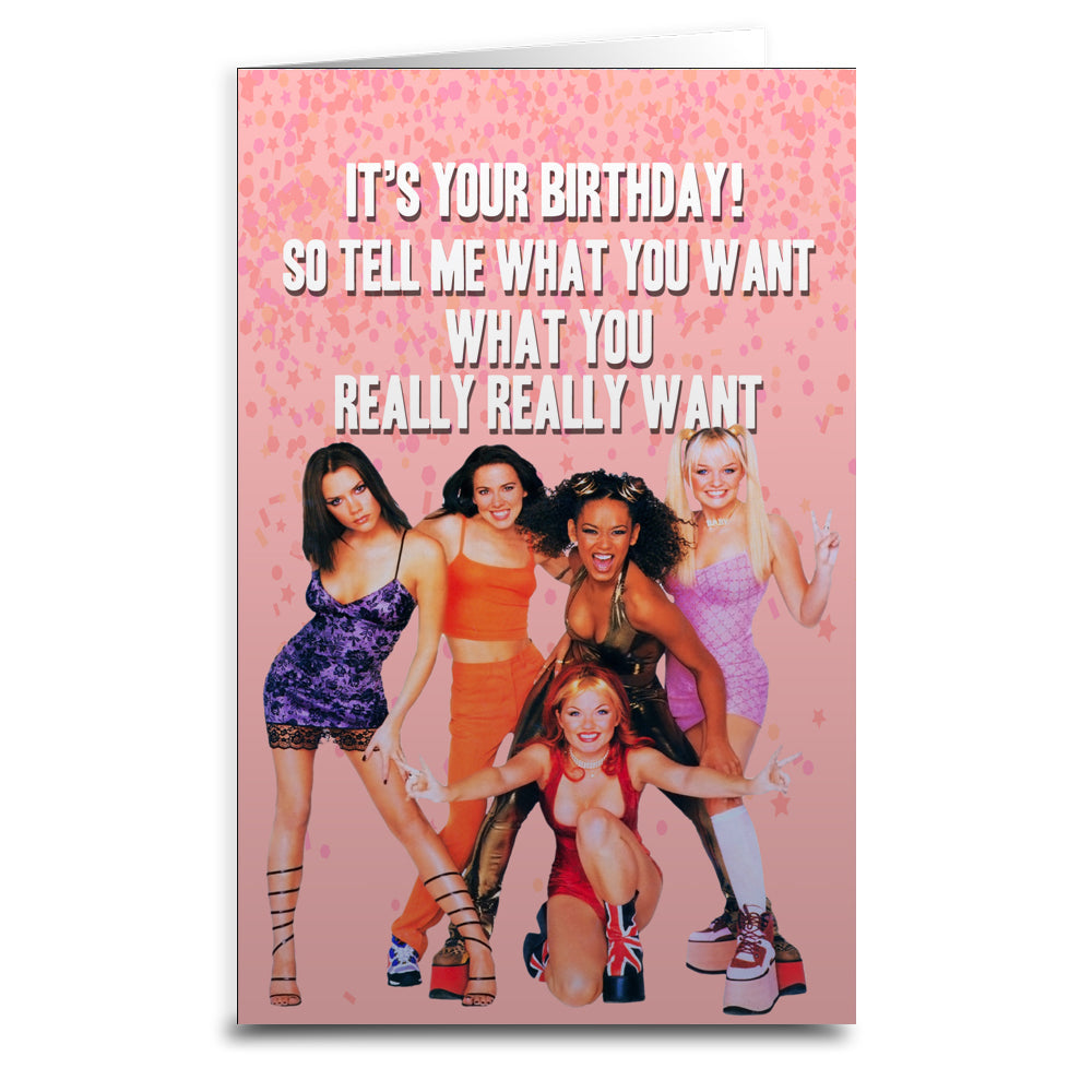 Spice Girls Birthday Greeting Card - Shady Front