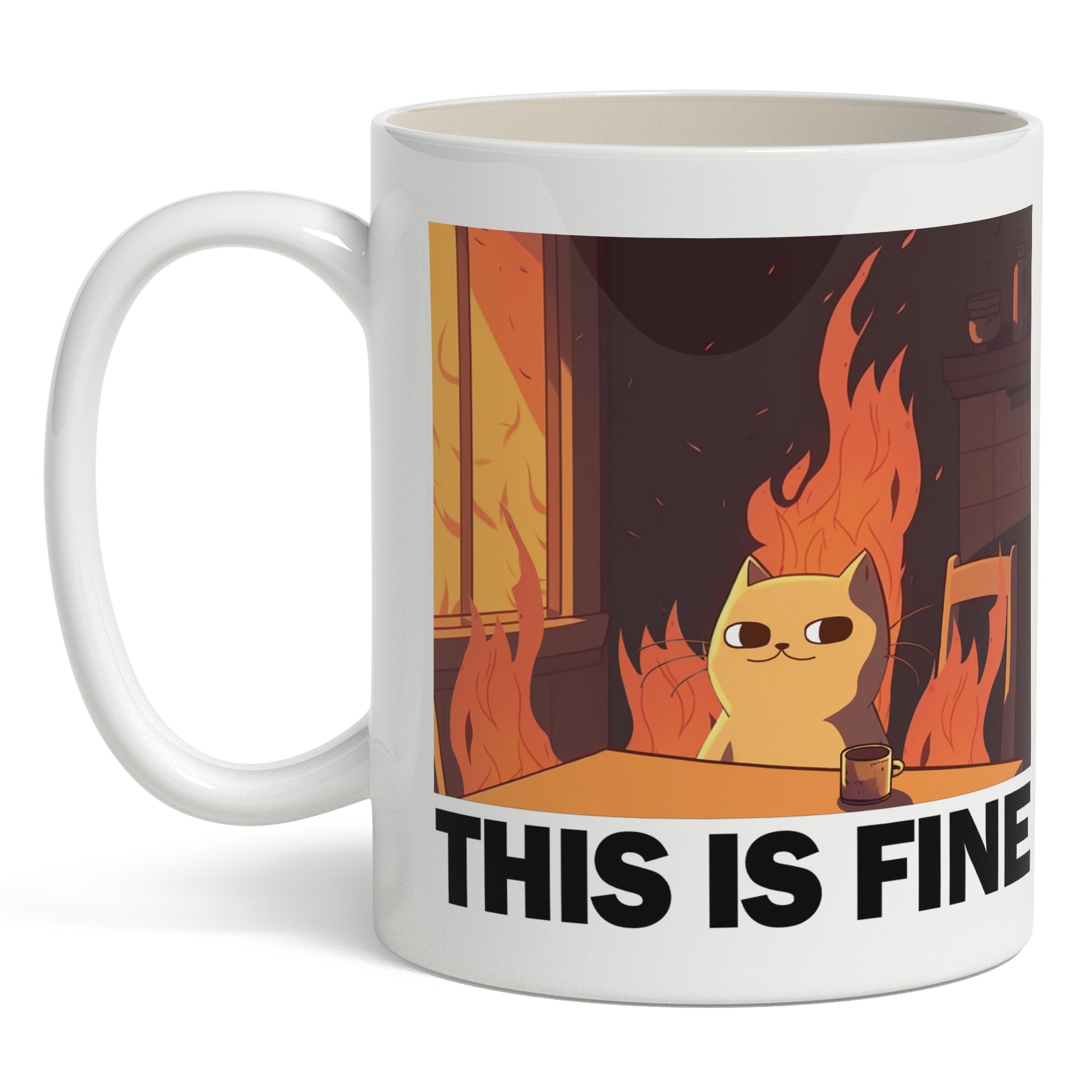 This Is Fine Cat Mug - The Original Underground
