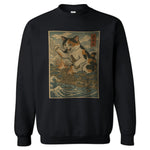 Cat Destroying City Ukiyo - E Crewneck Sweatshirt - The Original Underground