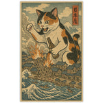 Cat Destroying City Ukiyo - E Sticker - The Original Underground