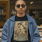 Cat Destroying City Ukiyo - E T-Shirt - The Original Underground