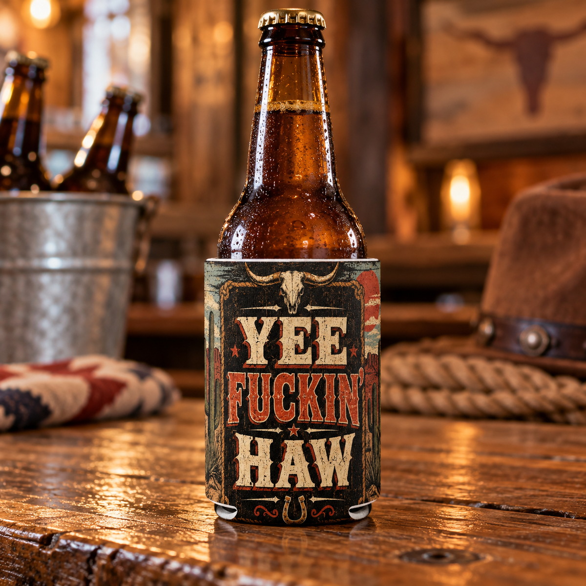 Yee Haw Long Horn Koozie - The Original Underground