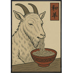 Goat Eating Noodles Japanese Ukiyo - e Style Poster Print - The Original Underground