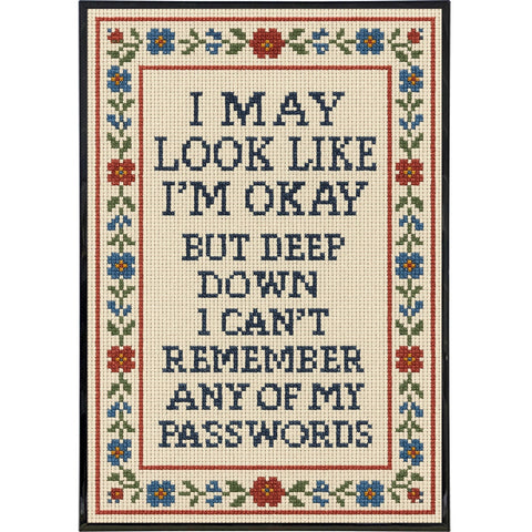 I May Look Like I'm Okay Needlepoint Poster Print - The Original Underground