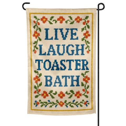 Live Laugh Toaster Bath Needlepoint Garden Flag - The Original Underground