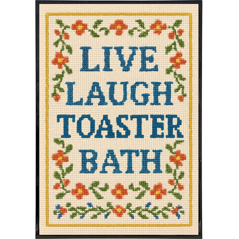 Live Laugh Toaster Bath Needlepoint Poster Print - The Original Underground