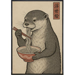 Otter Eating Noodles Japanese Ukiyo - e Style Poster Print - The Original Underground