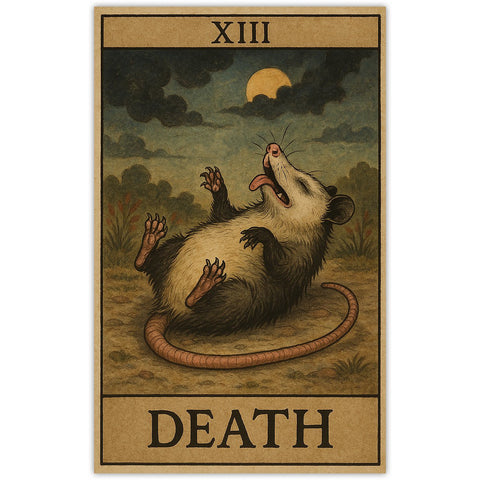 Possum Playing Death Tarot Sticker - The Original Underground