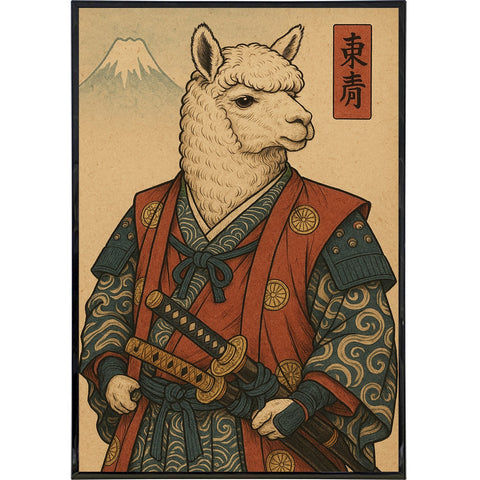 The Alpaca Samurai Japanese Ukiyo - e Style Poster Print - The Original Underground