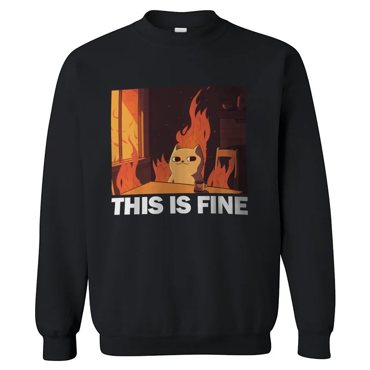 This Is Fine Cat Crewneck Sweatshirt - The Original Underground