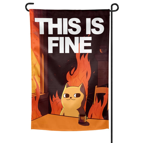 This Is Fine Cat Garden Flag - The Original Underground